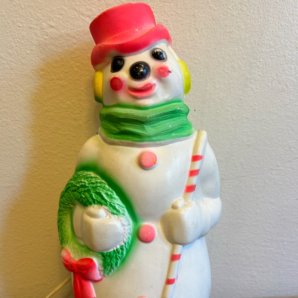 Vintage Blow Mold Snowman Figure 13 inches Empire 1968